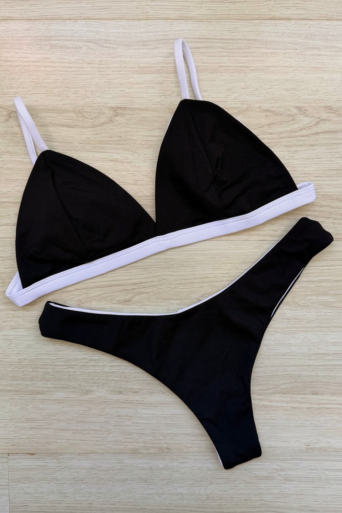 CONJUNTO: TOP KATE E ASA DELTA BLACK+WHITE