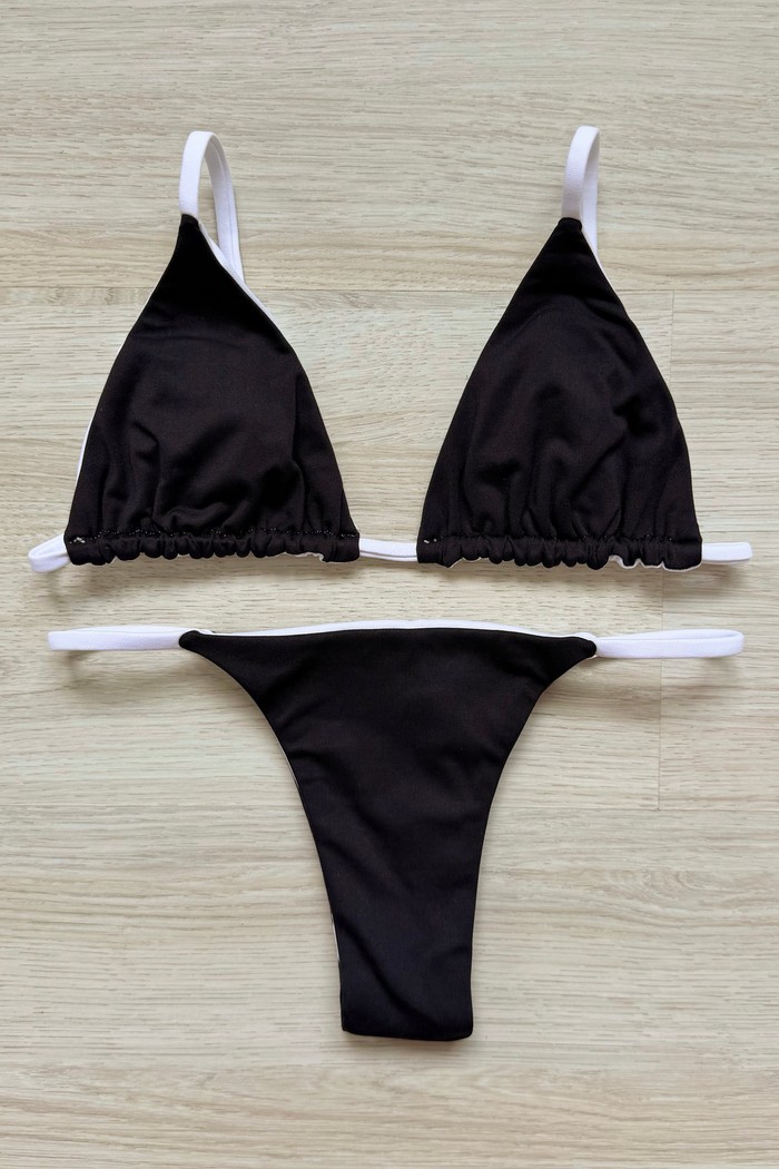 CONJUNTO: TOP LOLA E CACINHA KIM BLACK+WHITE