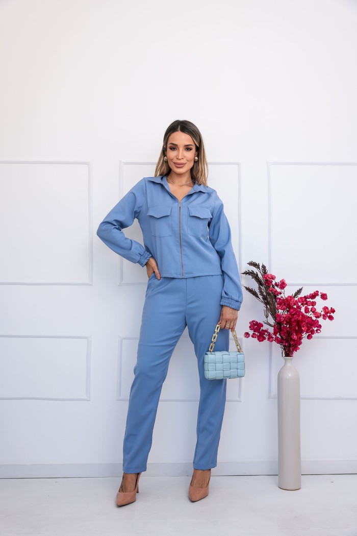 Conjunto em  liocel  Catarina 2.0 - Azul Delave