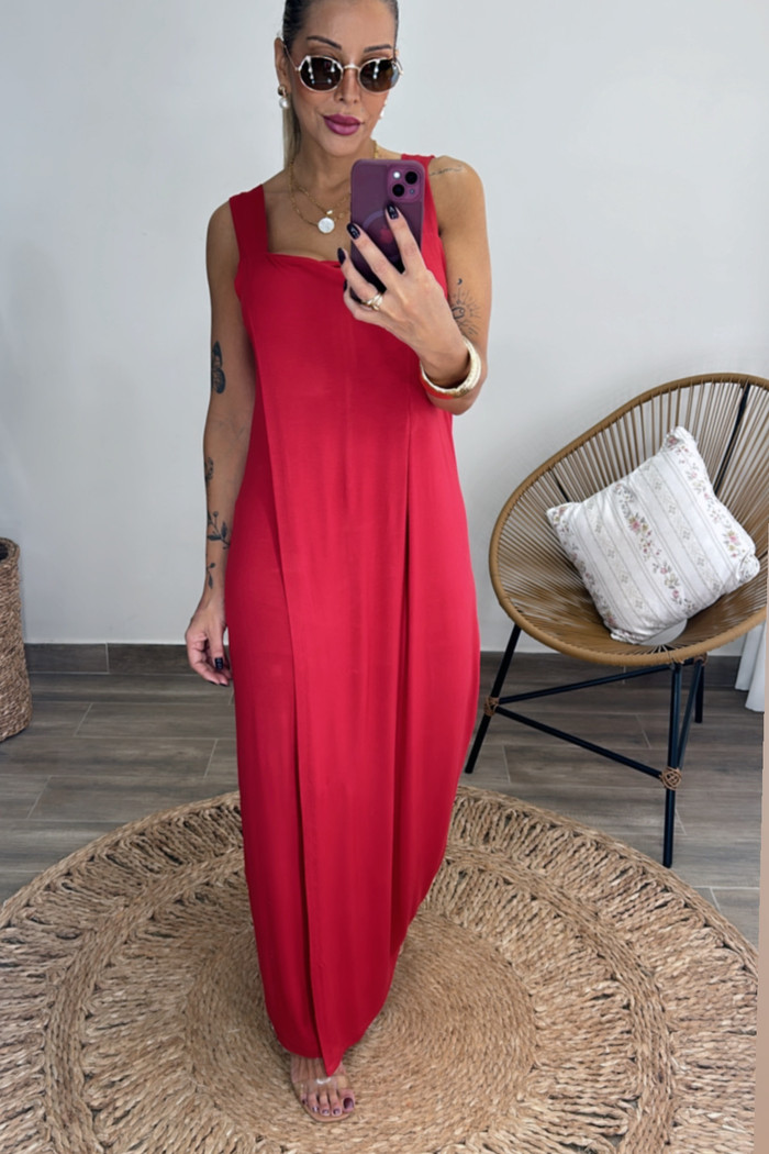 Macacão Alice em viscolycra Vermelho queimado