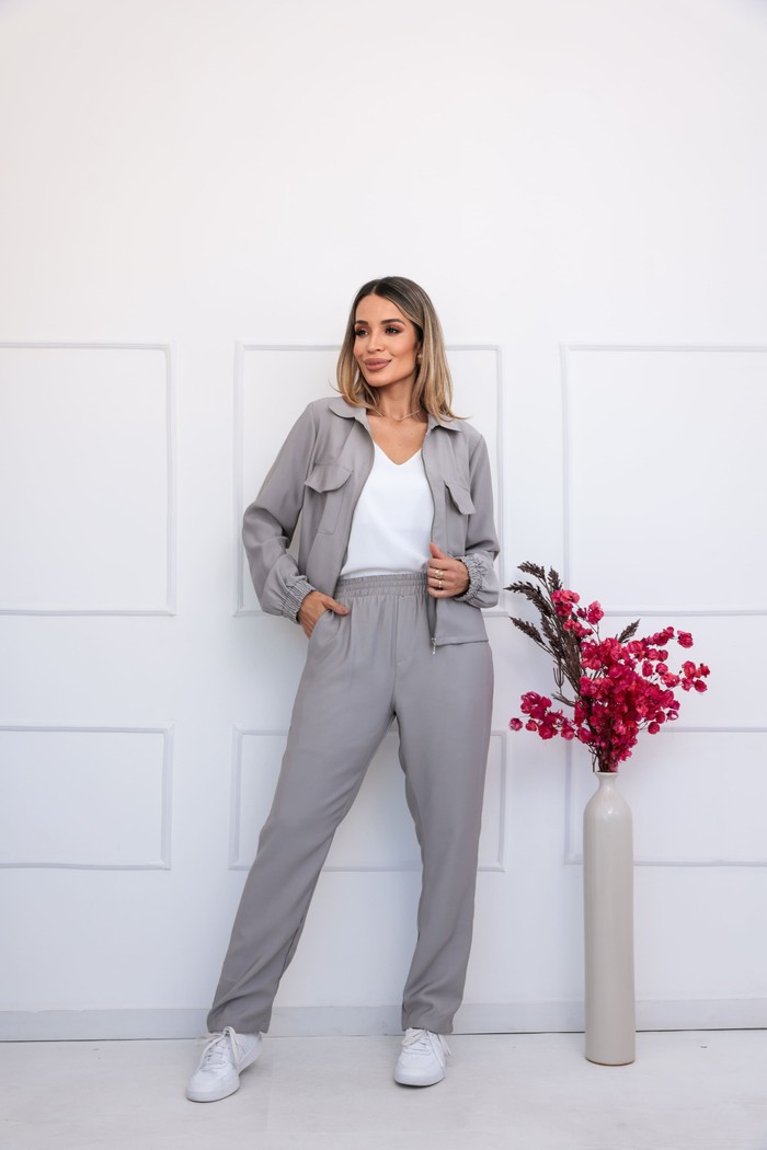 Conjunto em  liocel  Catarina 2.0 -Cinza