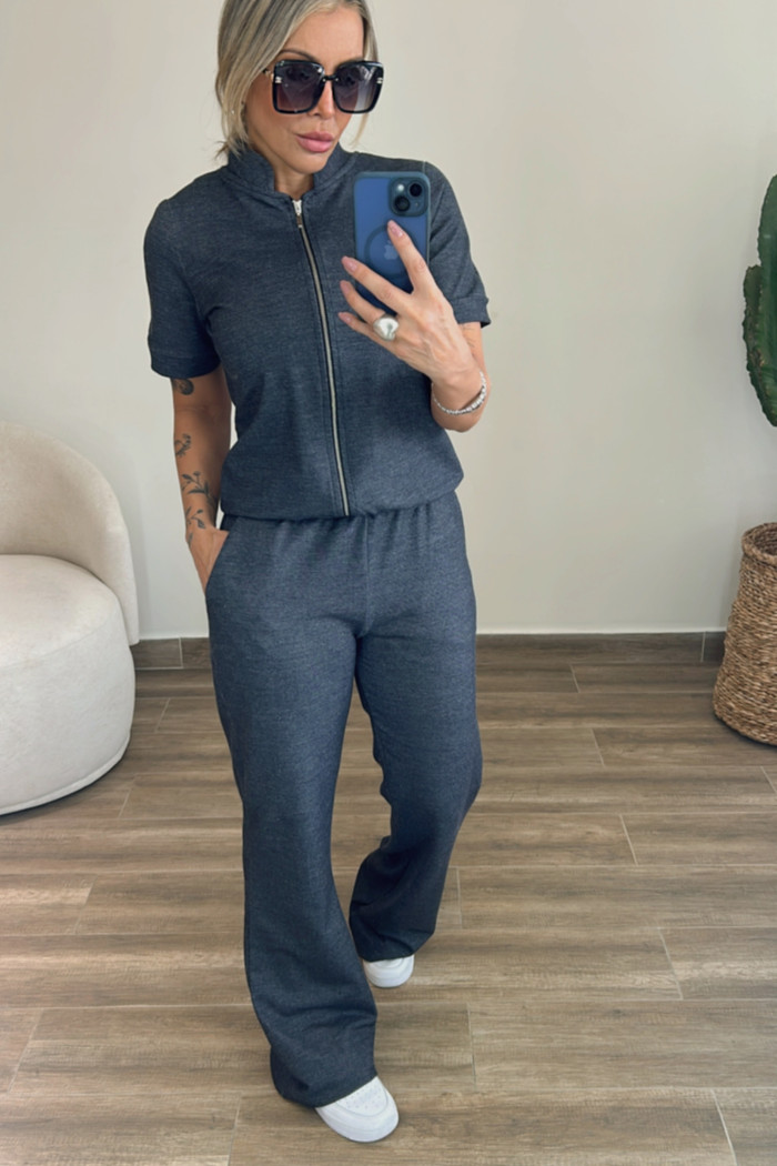 Conjunto em Moletinho Azul jeans Betina