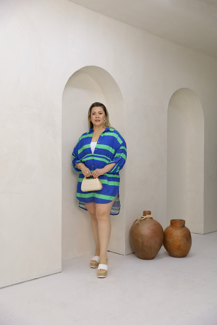 Chemise Tempo Azul e Verde