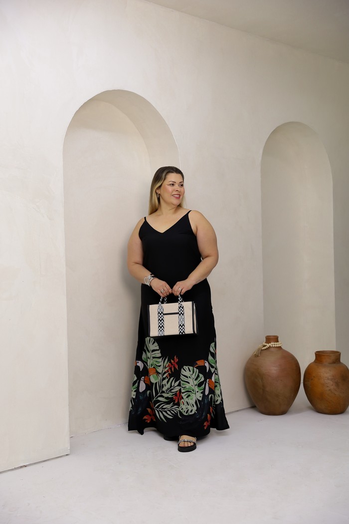 Vestido Longo Flora Preto