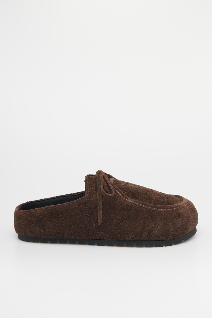 Mule Clog Lis Camurça Marrom
