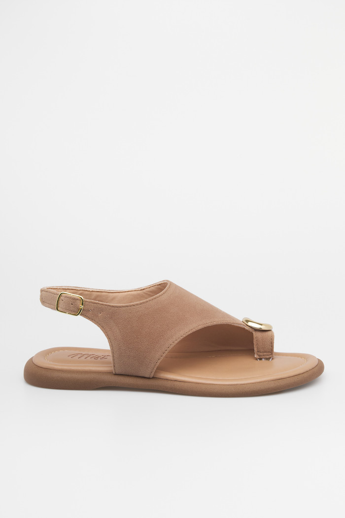 Sandália Pâmela Areia com Detalhe Dourado | Mist