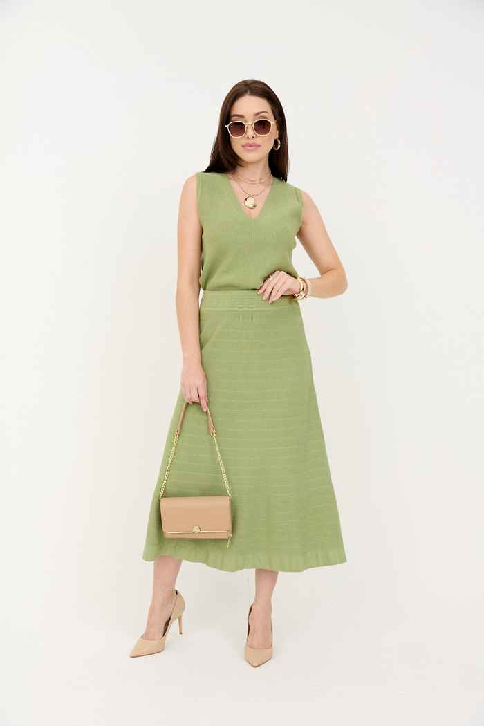 Conjunto de Blusa e Saia em Tricot Nice - Verde