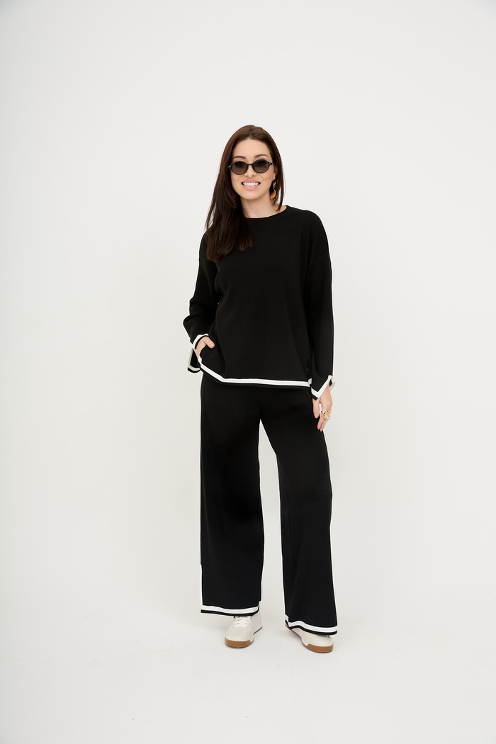 Conjunto de Blusa e Calça em Tricot Nápoles - Preto