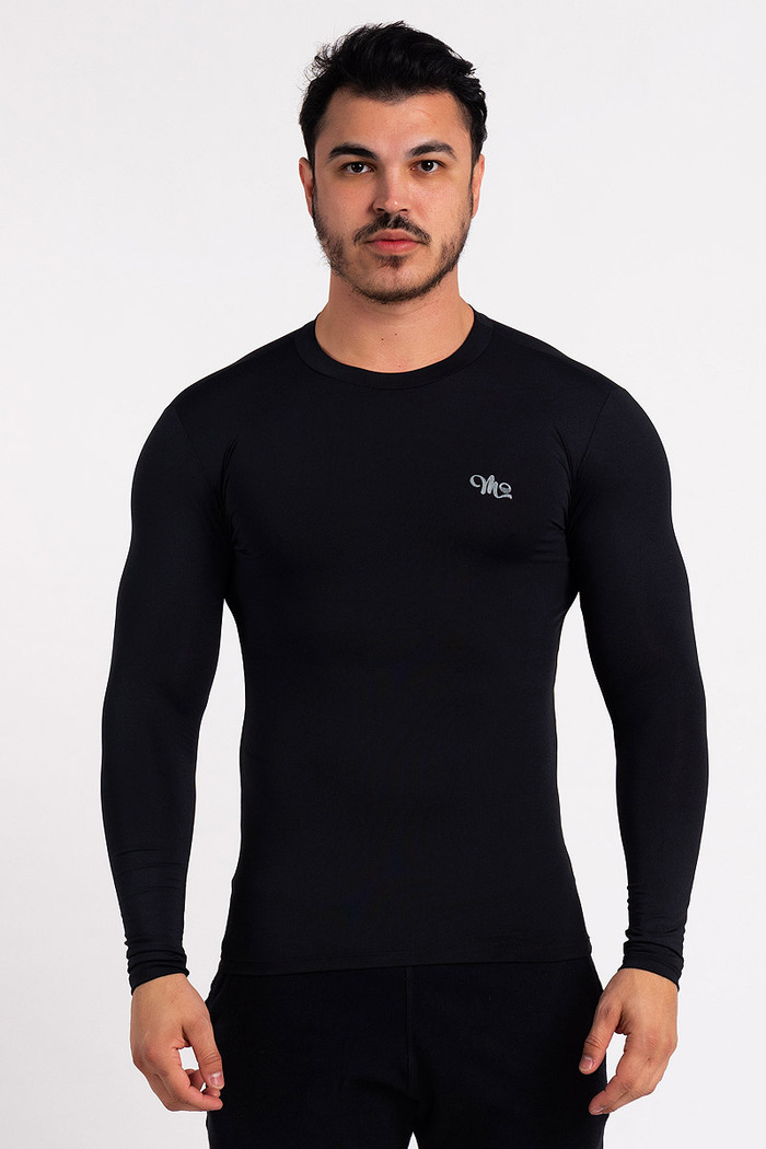 Camiseta Térmica Manga Longa Masculina Peluciada Preto