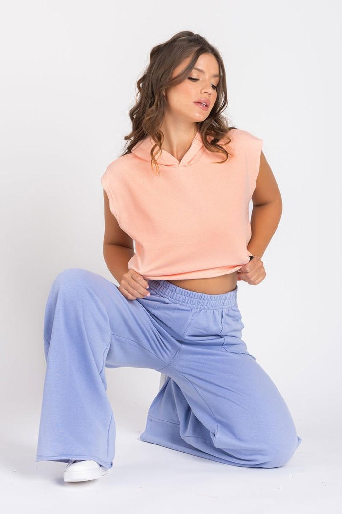 Calça Wide Leg Moletom Lilás