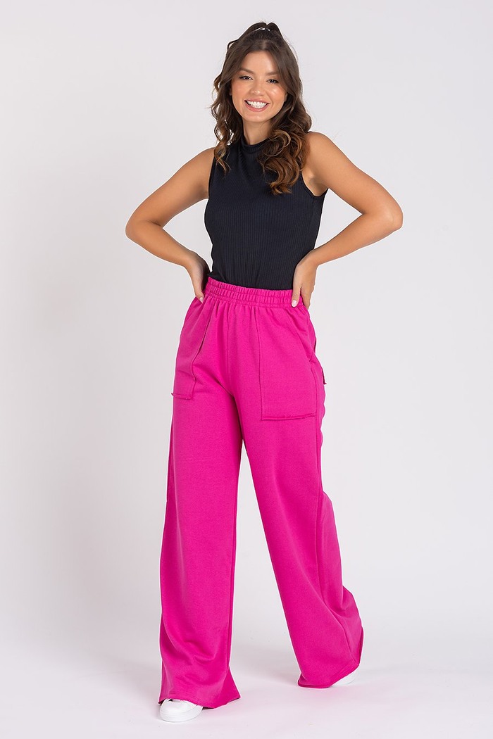 Calça Wide Leg Moletom Pink
