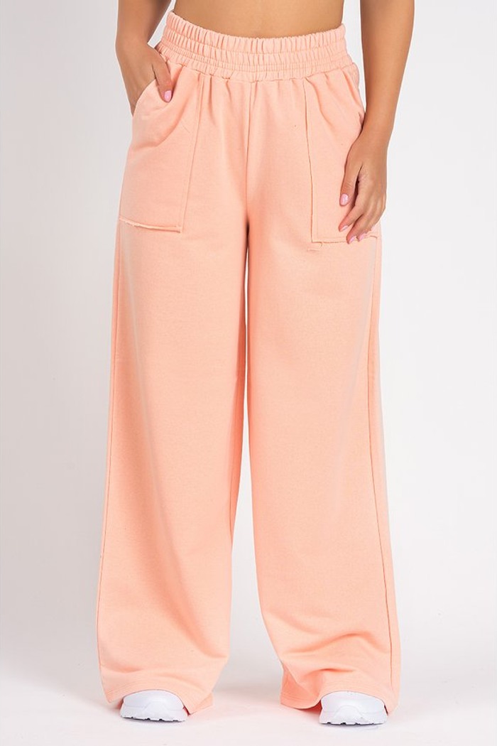 Calça Wide Leg Moletom Salmão