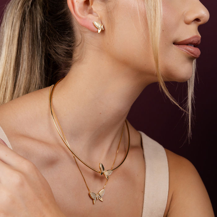 COLAR ARO BORBOLETAS ZIRCONIA