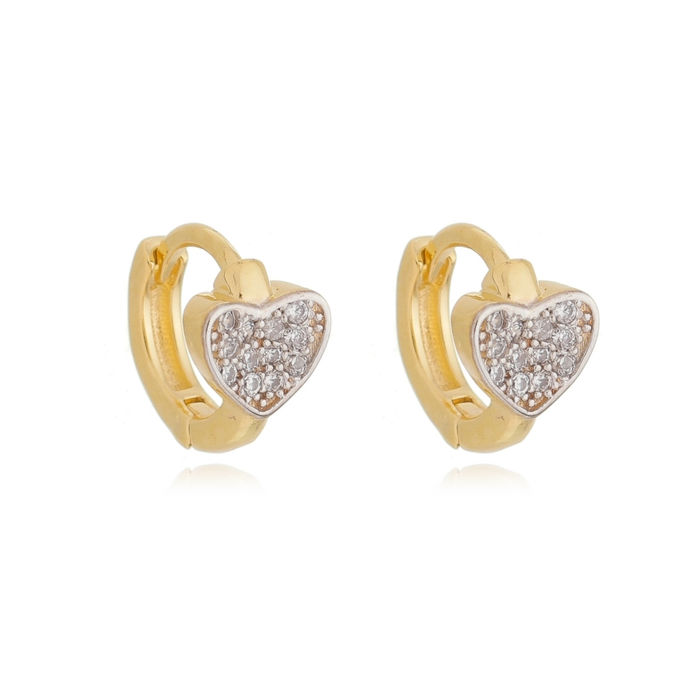 ARGOLA INFANTIL CORAÇÃO  ZIRCONIA