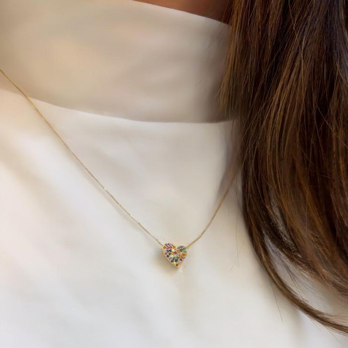 COLAR CORAÇAO ZIRCONIA