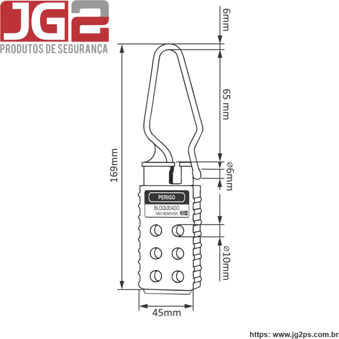 Garra de bloqueio e travamento JG2 não condutora em Nylon - Gancho de 6mm JGL102-1