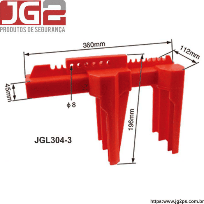 Dispositivo de bloqueio JG2 plástico ajustável para válvula tipo esfera de 2" a 8"  JGL304-3