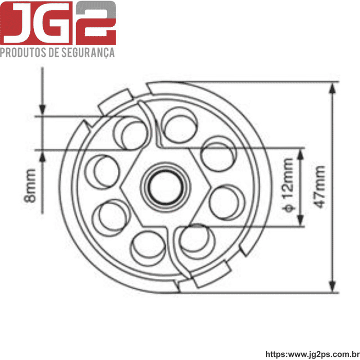 Dispositivo de bloqueio JG2 multiuso, 8 furos, com cabo de aço Ø3,8mm x 2m ajustável  JGL252-1