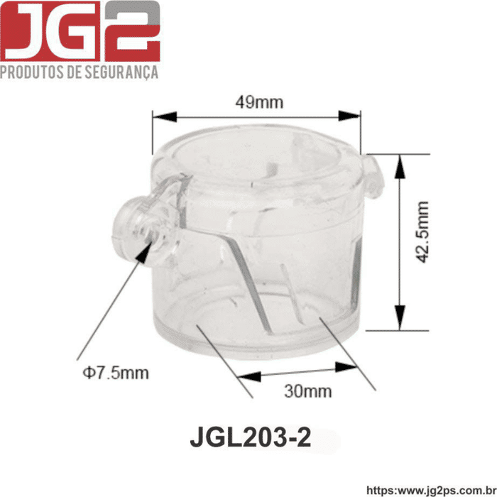 Bloqueio JG2 para botão emergencial em resina com furo de Ø30mm  JGL203-2