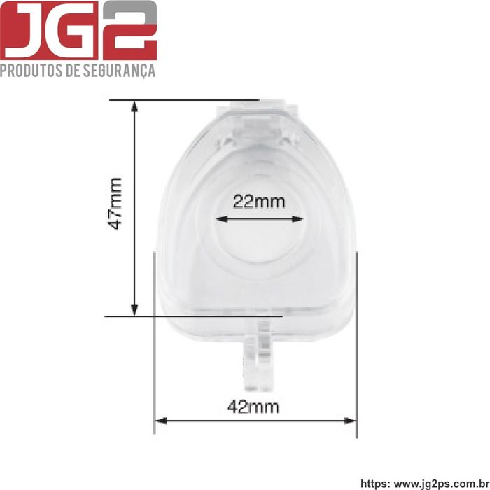 Bloqueio JG2 para botão emergencial em resina com furo de Ø22mm JGL202-1
