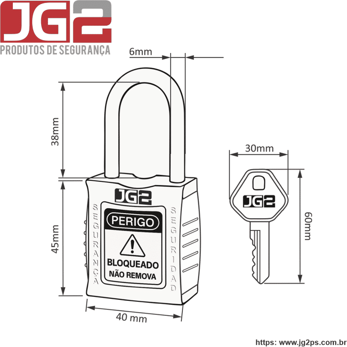Cadeado de bloqueio JG2 haste de Alumínio 1.1/2" (38mm) JGL052-1