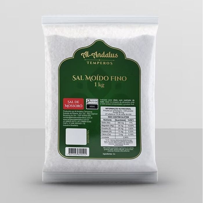 Sal Marinho de Mossoró SEM IODO - 1Kg Al Andaluz