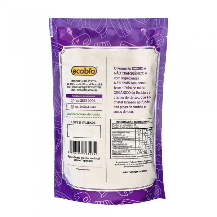 Fermento Para Bolo Não Transgênico ECOBIO - 400G