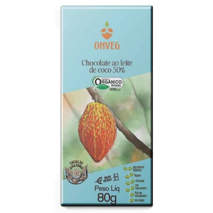 Chocolate 50% Ao Leite De Coco Orgânico Onveg - 80G