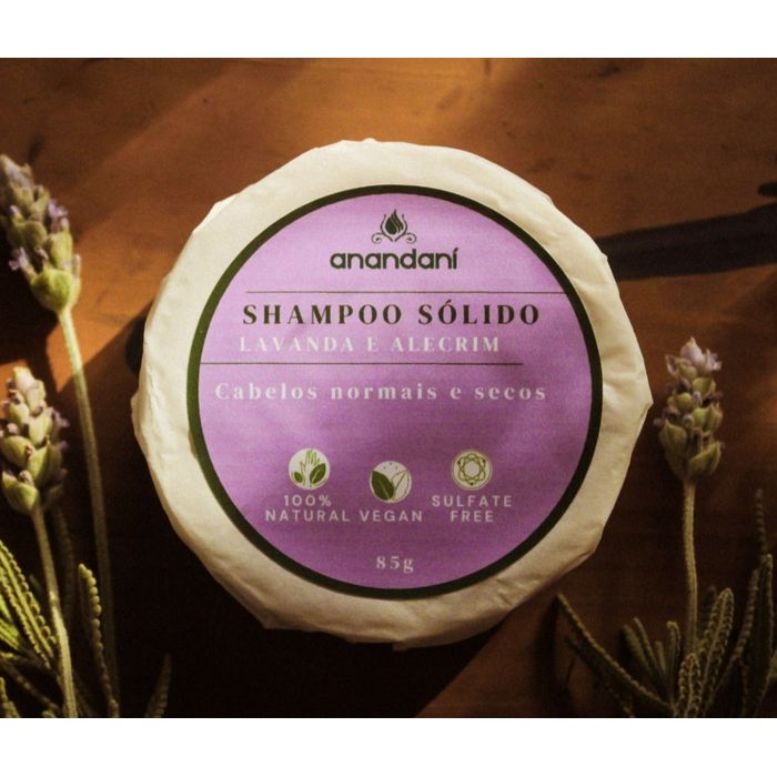 Shampoo Sólido Lavanda e Alecrim (cabelos normais e secos) 85g Anandaní