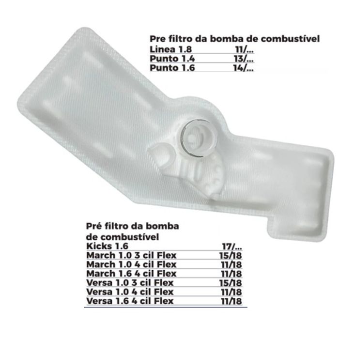 ISO1903042 - PRE FILTRO BOMBA LINEA/ PUNTO/ KICKS/ VERSA/ MARCH (EMB. COM 01 PECA - VALOR UNITARIO) - PC