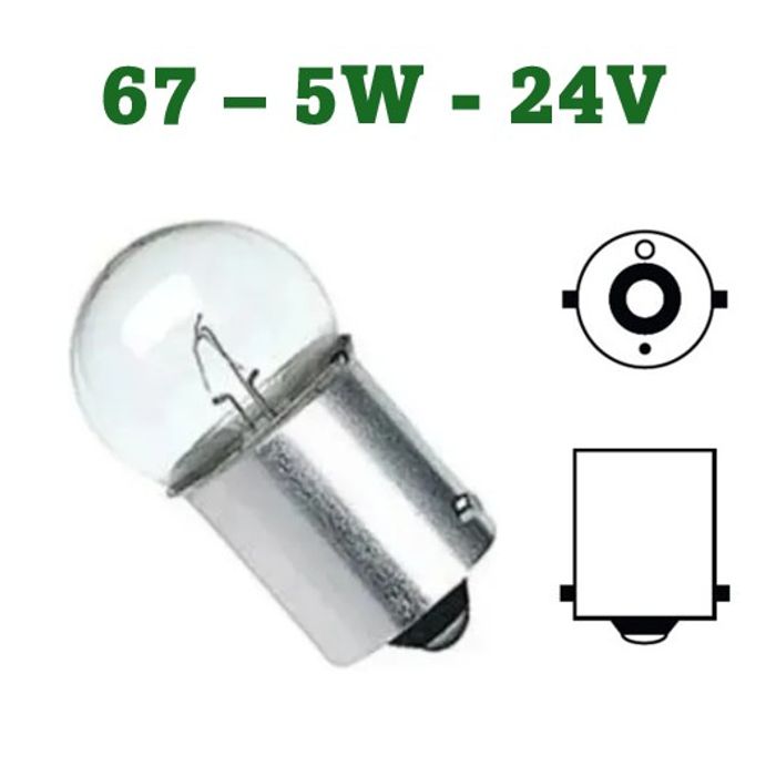 ISO14LX67 5W 24V - LAMPADA HALOGENA 67 24V 5W BA15S 1 POLO 13821P (EMB. COM 10 PECAS - VALOR UNITARIO) - PC