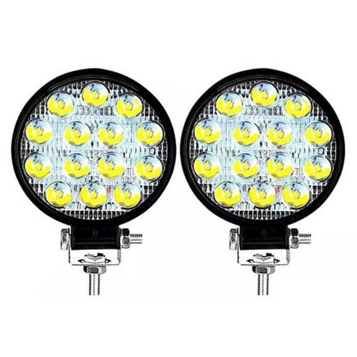 ISO14FDJD3914 12/24V - FAROL AUX. LED REDONDO 42W 14 LEDS 11.2X2.5CM (EMB. COM 02 PC- VALOR DO PAR) - JG