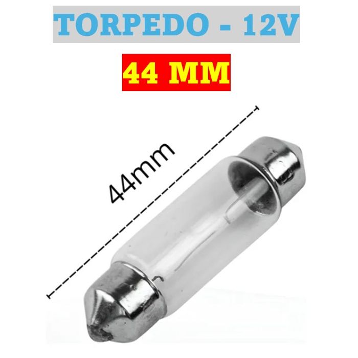 ISO14LX12866 44M 12V - LAMPADA HALOGENA TORPEDO 44MM 10W 12V 1144 SV8.5 (EMB. COM 10 PECAS - VALOR UNITARIO) - PC