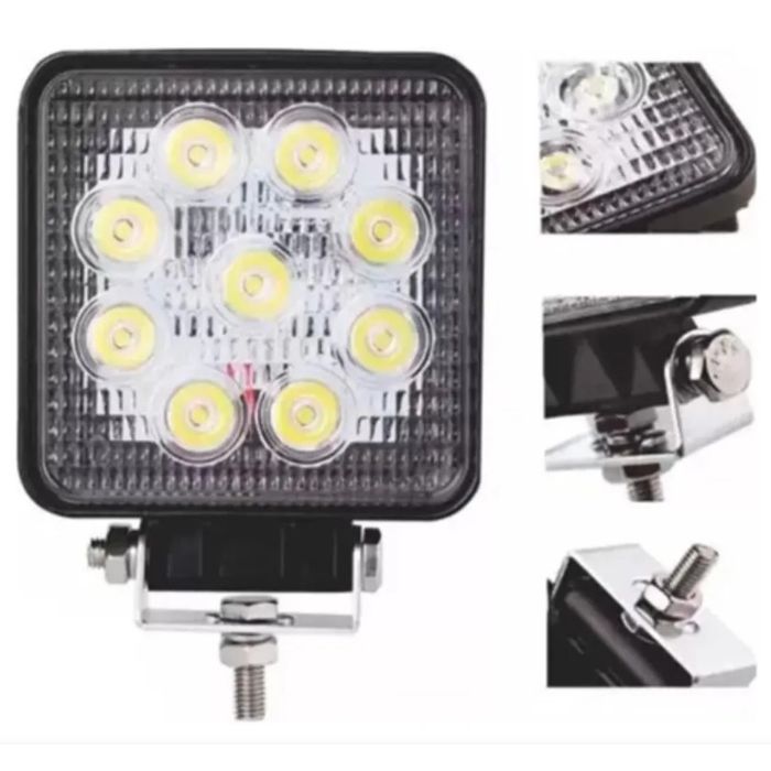 ISO224127 12/24V - FAROL LED QUADRADO 9 LED 27W 12/24V (EMB. COM 01 PECA- VALOR UNITARIO) - PC