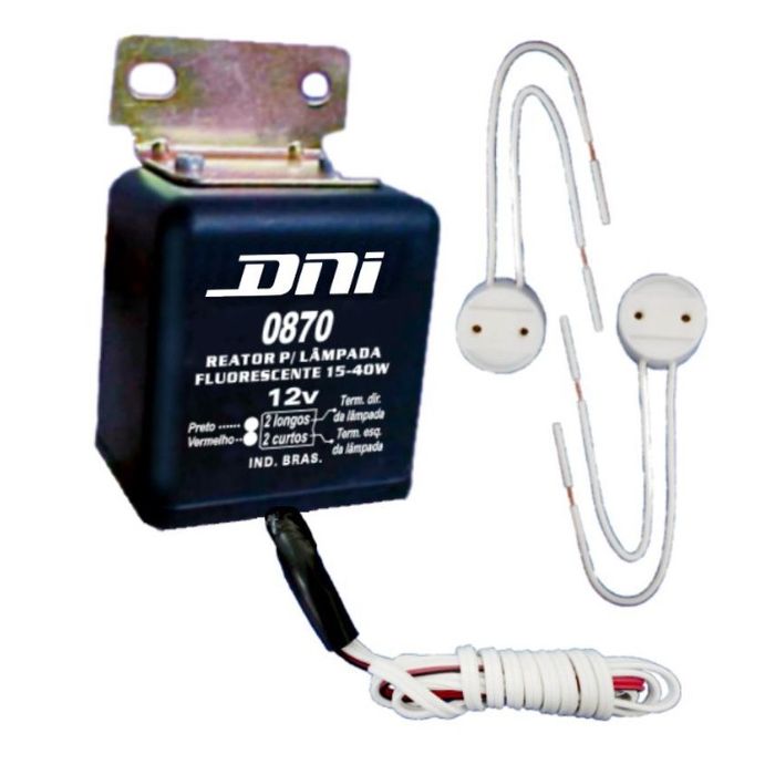 DNI0870 12V - REATOR P/ LAMP. FLUORESCENTE DE 15W A 40W 12V - PC