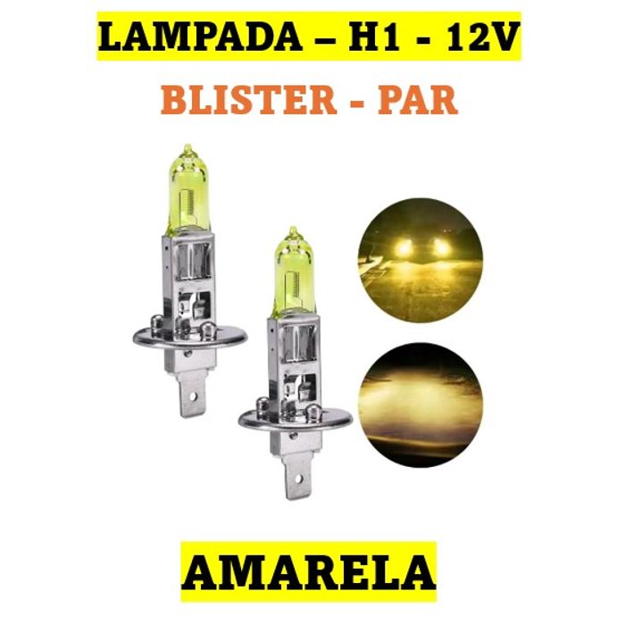 ISO14LX H1 AM 12V - LAMPADA HALOGENA H1 12V 55W AMARELA / BLISTER 12258 (EMB. COM 02 PECAS - VALOR DO KIT) - KIT