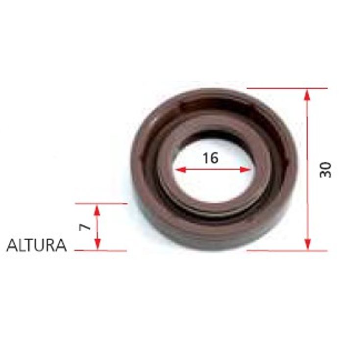 ISO7-3758 - RETENTOR ALTERNADOR L200/ H100/ KIA C/ BOMBA VACUO - 16 X 30 X 7 MM (EMB. COM 01 PECA - VALOR UNITARIO) - PC