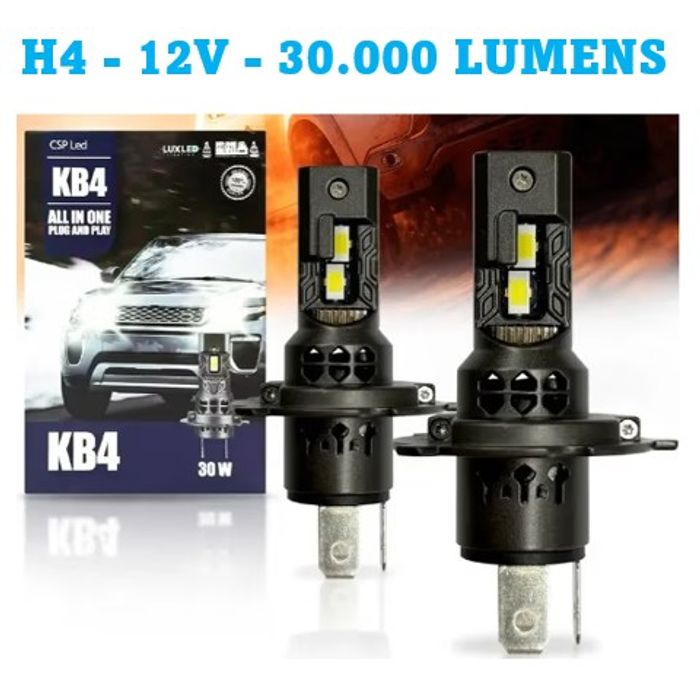 ISO14KB4H412V - KIT LAMPADA LED MINI KB4 H4 30000LM 6500K 12V (EMB. COM 02 PECAS - VALOR DO PAR) - KIT