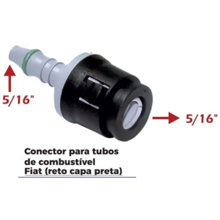 ISO1905080 - CONECTOR PARA TUBOS DE COMBUSTIVEL/ FIAT/ GM- RETO- CAPA PRETA (EMB. COM 01 PECA - VALOR UNITARIO) - PC