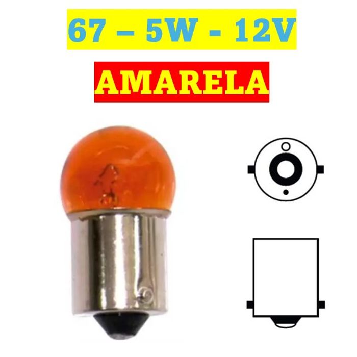 ISO14LX67 AM 5W 12V - LAMPADA HALOGENA 67 12V 5W AMARELA 1POLO 12821A (EMB. COM 10 PECAS - VALOR UNITARIO) - PC