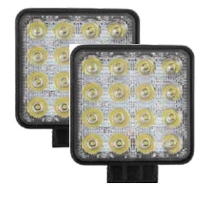 ISO14F4914 12/24 PAR - FAROL LED 12/24V QUADRADO 10,7X10,7X2,5CM / 16 LEDS 48W (EMB. 02 PCS- VALOR DO PAR) - KIT