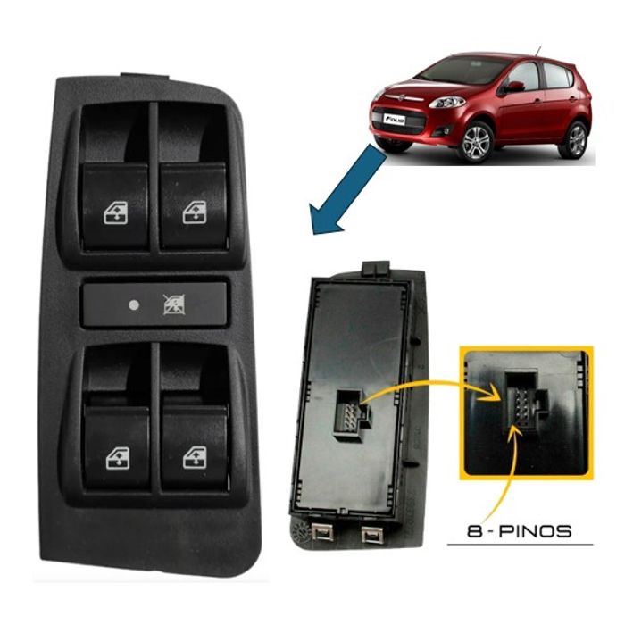 ISO17I32698 12V - INTERRUPTOR VIDRO ELETRICO LE QUADRUPLO SIENA/ PALIO/ WEENKEND- COM TRAVA (EMB. COM 01 PECA - VALOR UNITARIO) - PC