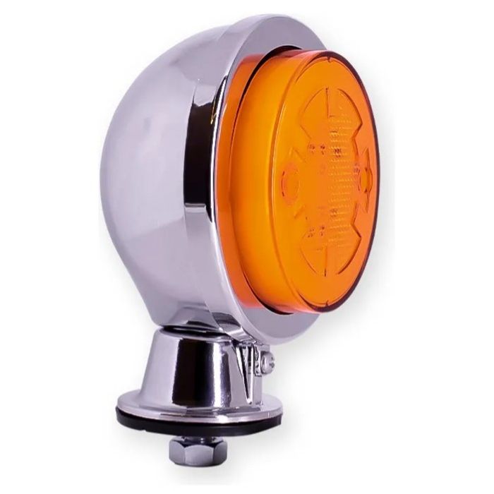 ISO20B053 AM 12/24V - LANTERNA BOJUDA LED AMBAR 12/24V CROMADA (KIT COM CARCACA E LANTERNA) - PC