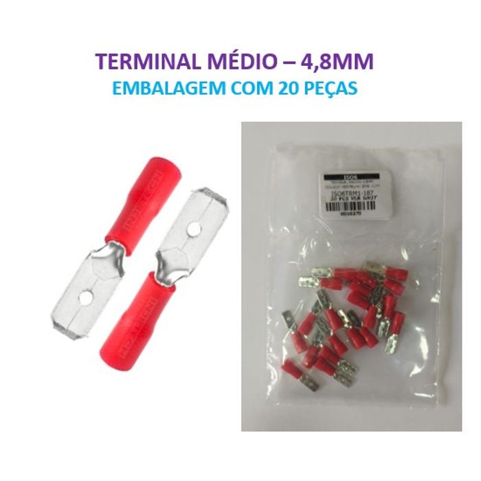 ISO6TRM1-187 - TERMINAL MACHO 4.8MM ISOLADO VERMELHO (EMB. COM 20 PEÇAS - VALOR UNITARIO) - PC