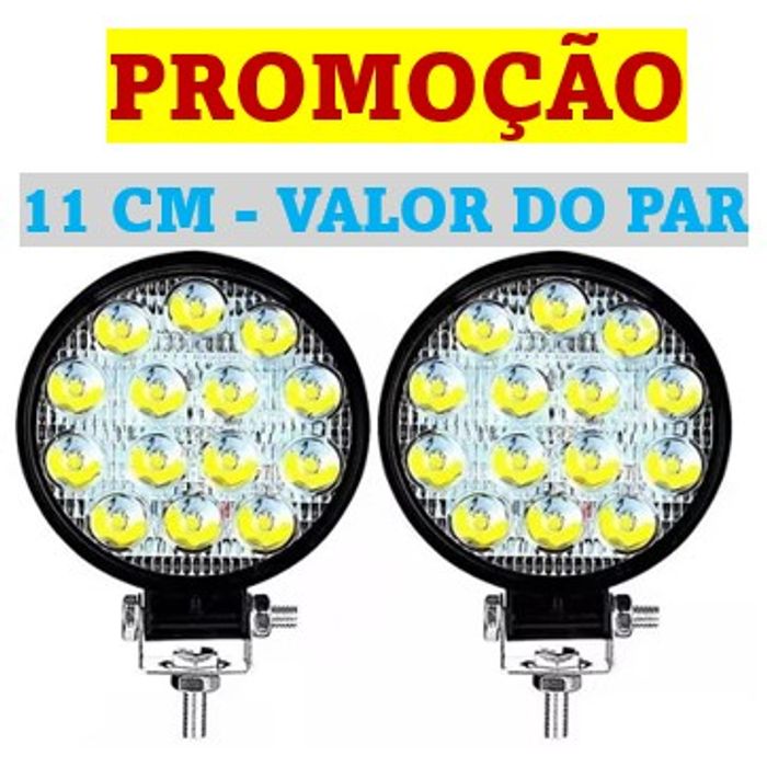 ISO14FR3914 12/24V - FAROL LED REDONDO 42W 14 LEDS 11.2X2.5CM (EMB. COM 02 PC - VALOR DO PAR) - KIT