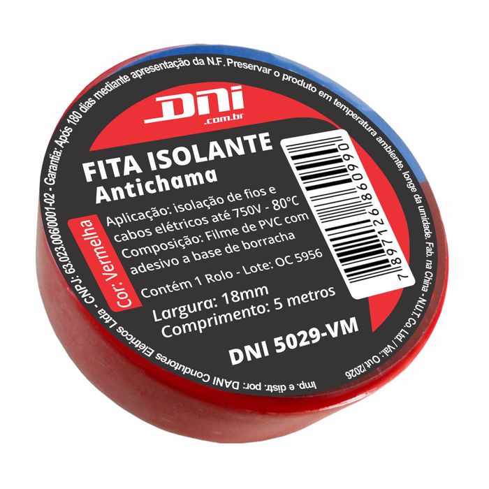 DNI5029 VM - FITA ISOLANTE PVC - 5MTS - VERMELHA - PC