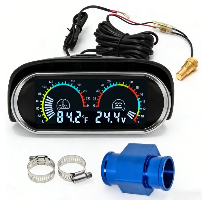 ISO6162 12/24V - RELOGIO DISPLAY - 12/24V - MEDIDOR TEMPERATURA DA AGUA DO MOTOR E VOLTIMETRO (EMB. COM 01 KIT - VALOR DO KIT) - KIT