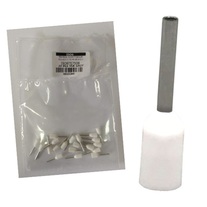 ISO6TE7508 - TERMINAL ILHOS TUBOLAR ISOLADO 0.75 MM BRANCO (EMB. COM 20 PEÇAS - VALOR UNITARIO) - PC