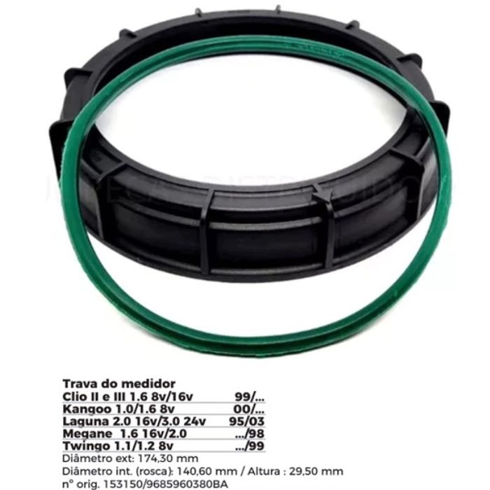 ISO1904002 G - TRAVA BOIA COMBUSTIVEL RENAUT- COM GUARNICAO- DIAMETRO EXTERNO 174,30MM, DIAMETRO INTERNO (ROSCA) 140,60MM, ALTURA 29,50MM (EMB. COM 01 KIT - VALOR DO JOGO) - JG