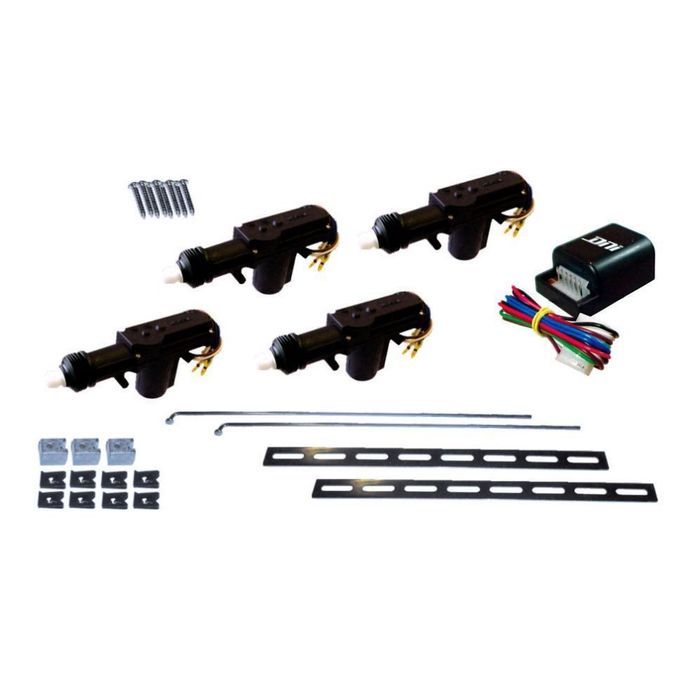 DNI2023 12V - KIT TRAVAS ELETRICAS- VEICULOS 4 PORTAS- 1 KIT1 MESTRE E 4 ESCRAVAS 12V - KIT
